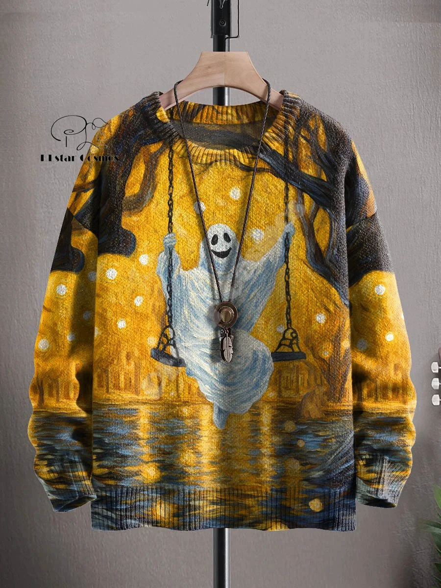 Basic Sweater Christmas Knitted Sweater Cat Animal Graffiti Tattoo Retro Vintage 3DPrint Unisex Pullover Harajuku Casual Funny Long Sleeves 17