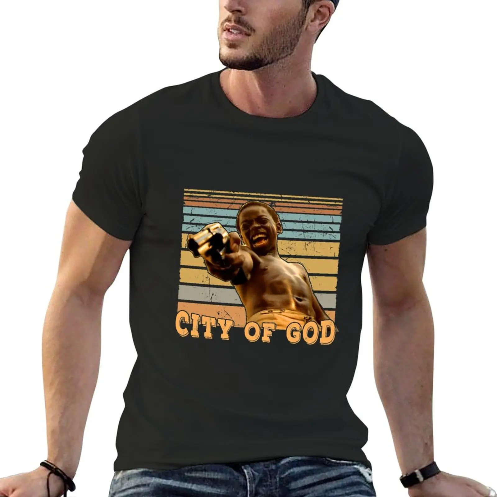 

City Of God Retro Vintage T-Shirt Short sleeve tee plain sweat shirt t shirts for men cotton