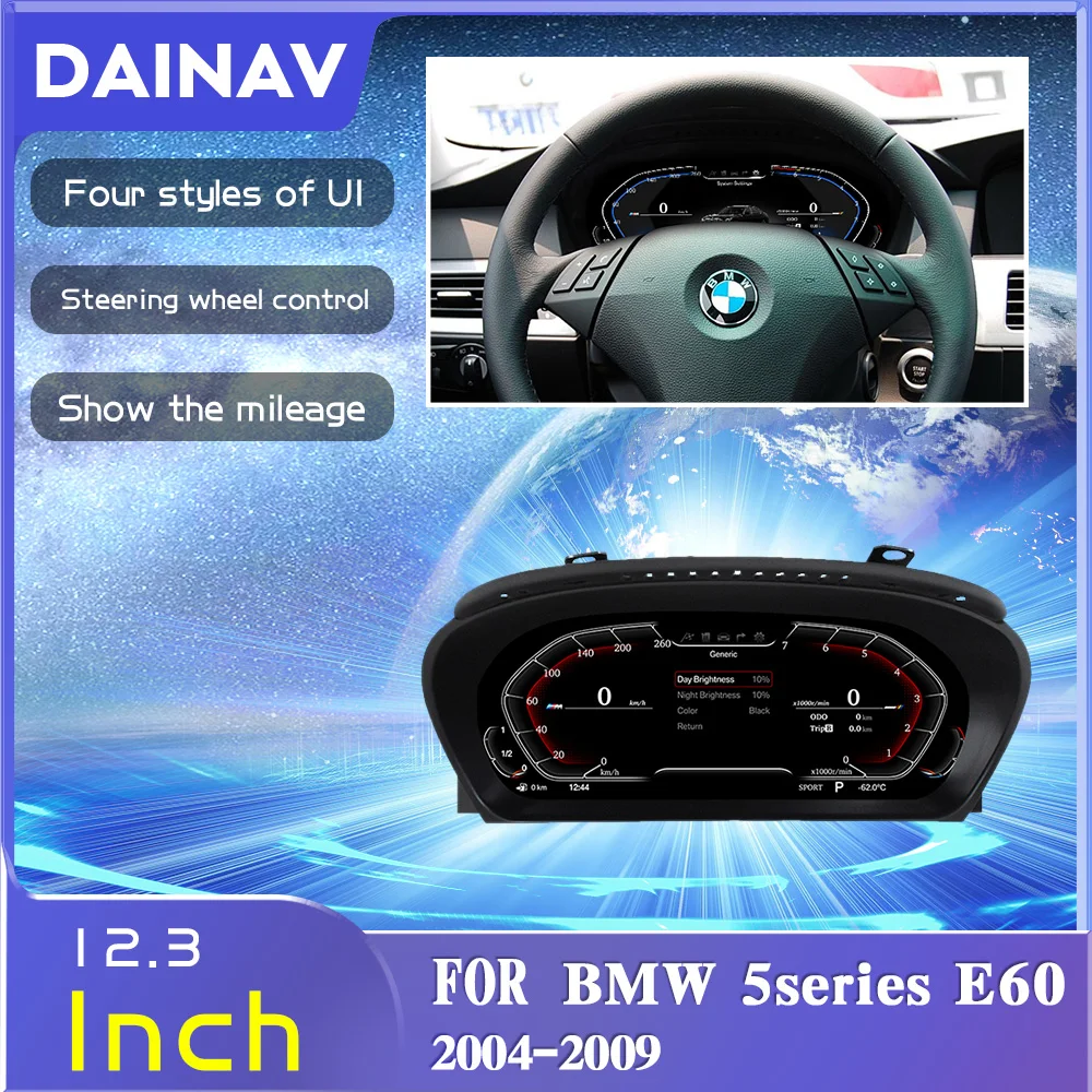 

Car Digital Cluster Instrument For BMW BMW 5 Series E60 E61 E63 E64 2004-2009 12.3inch Linux System LCD Speed Meter Dashboard