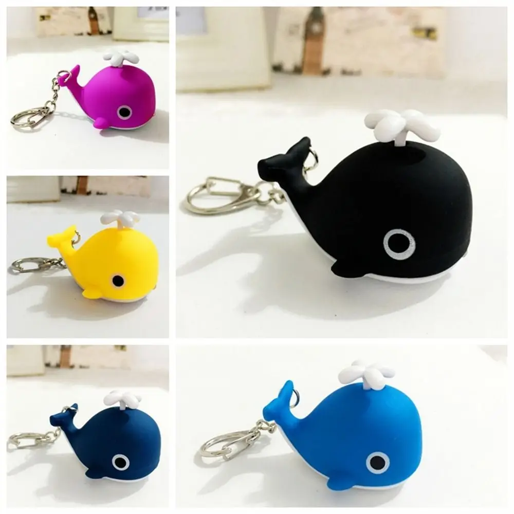 

With Sound Sea Whale Keychain Cute Sounds Light Luminous Animal LED Keychain Cartoon Metal Rings LED Whale Keyring Bag Pendant