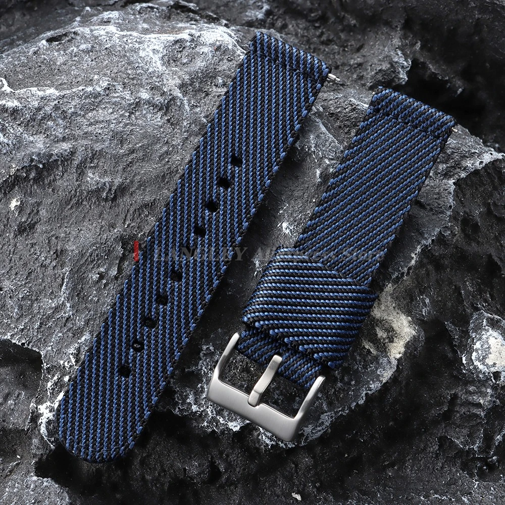 Military Sport Quick Release Nylon Strap with Woven Canvas Fabric, 20mm/22mm - Men's Watchband Bracelet