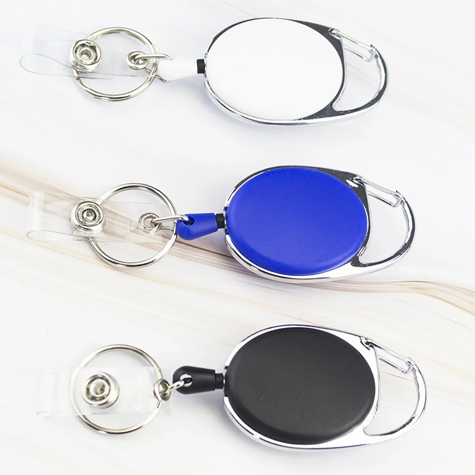 Button Strap&Key Ring Badge Reel Holder,Carabiner Hook Retractable ID Card Roller Clip, Waist clip Buckle ,Hospital Nurse Favor Badge Holder