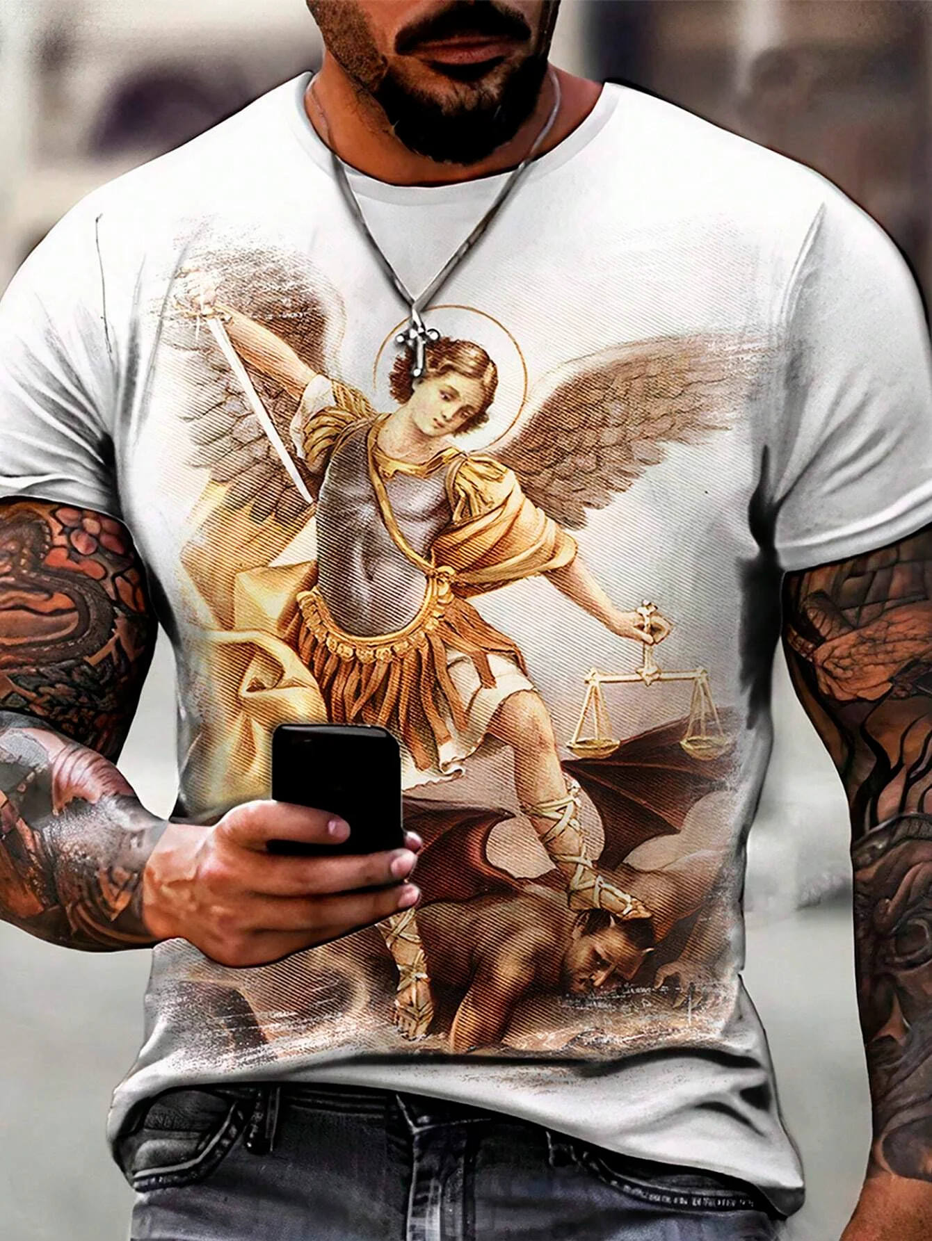Mens Christian T Shirts Jesus Cross 3D Print Summer Tees