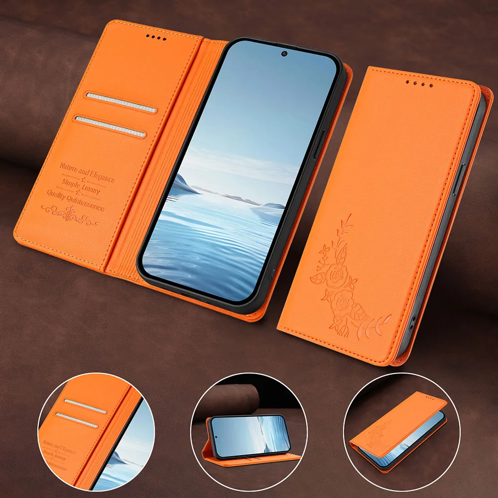 Magnetic Wallet Flip Leather Case with Butterfly Flower Design
