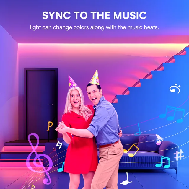 Music - sync color - changing LED strip lights, with APP control, solve wiring problems, easily decorate rooms. - Image 4