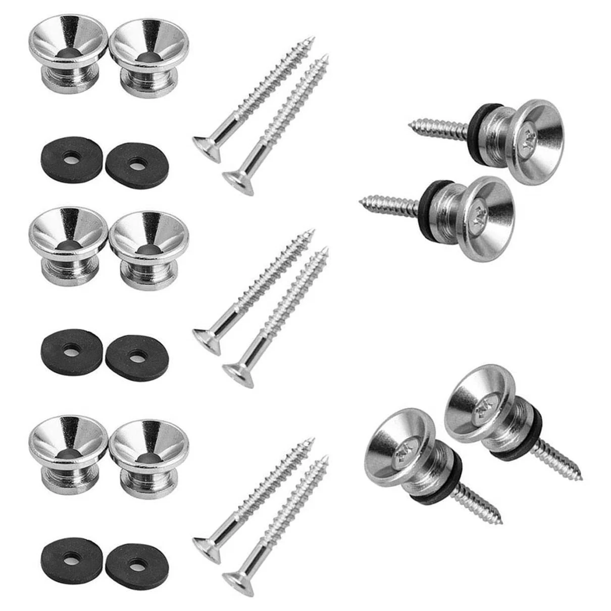 Metal Strap Buttons End Pins with Mounting Screws for Electric Acoustic Guitar Bass Ukulele 10Pcs