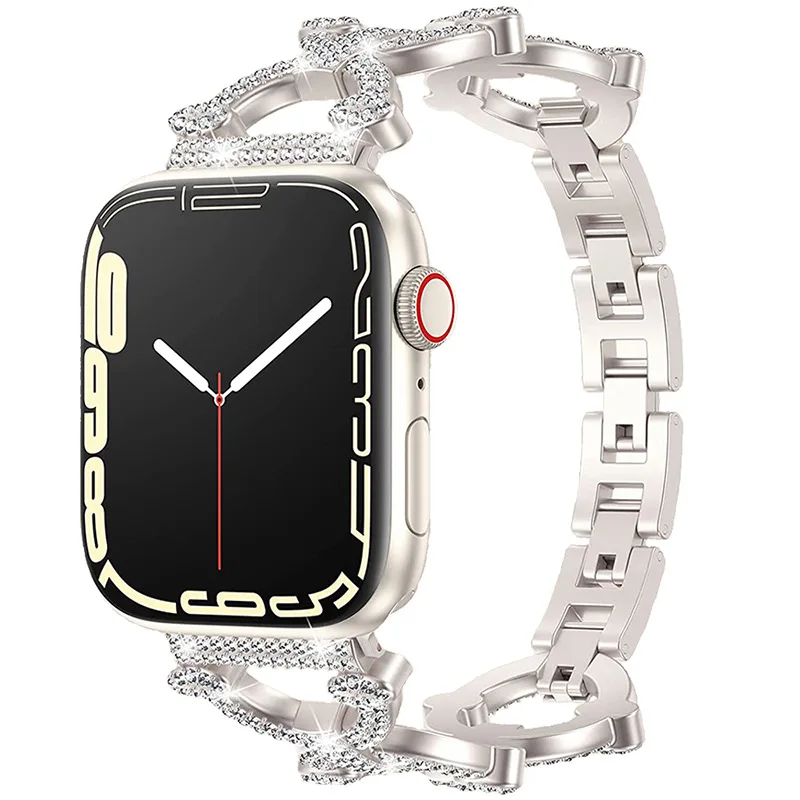 

Compatible Apple Watch Straps 38/40/41/42/44/45mm Women's Diamond Round Shiny Bracelet Wristband for iWatch Series 1-8