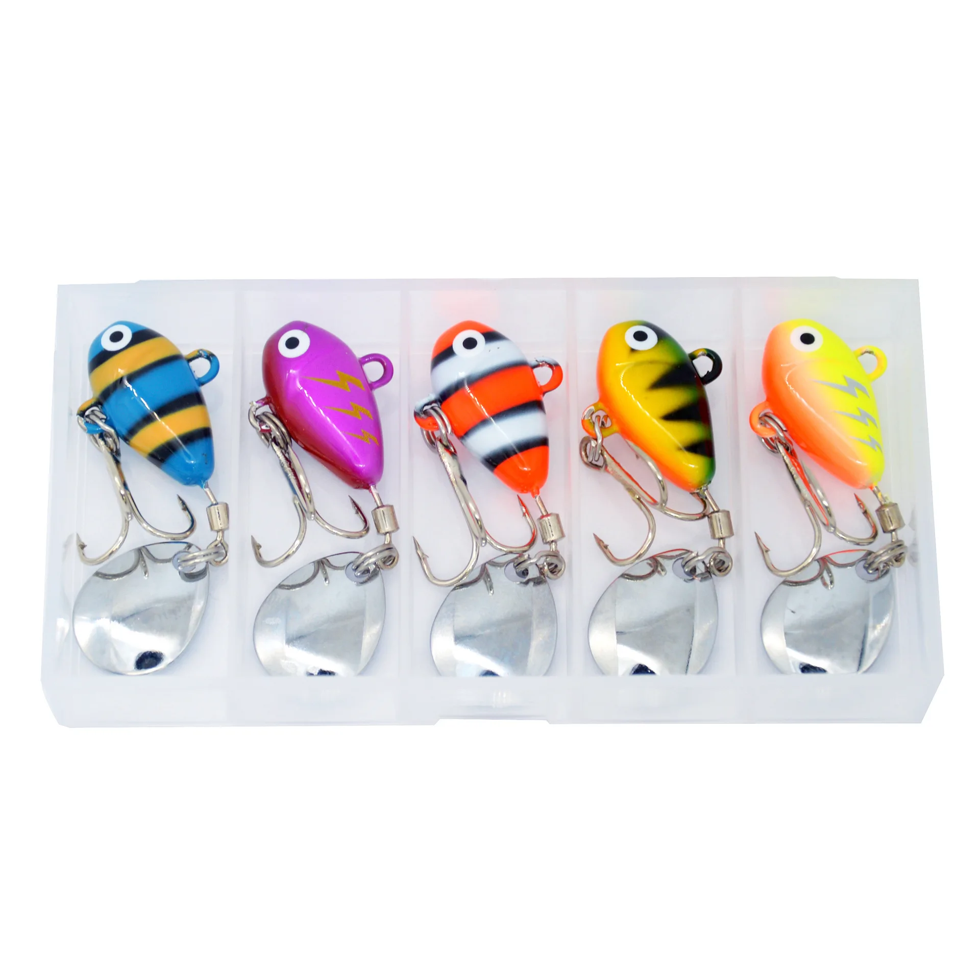 

ALASICKA 5PCS 10g 2.1cm New Metal Mini VIB With Spoon Fishing Lure Fishing Tackle Pin Crankbait Vibration Spinner Sinking Bait