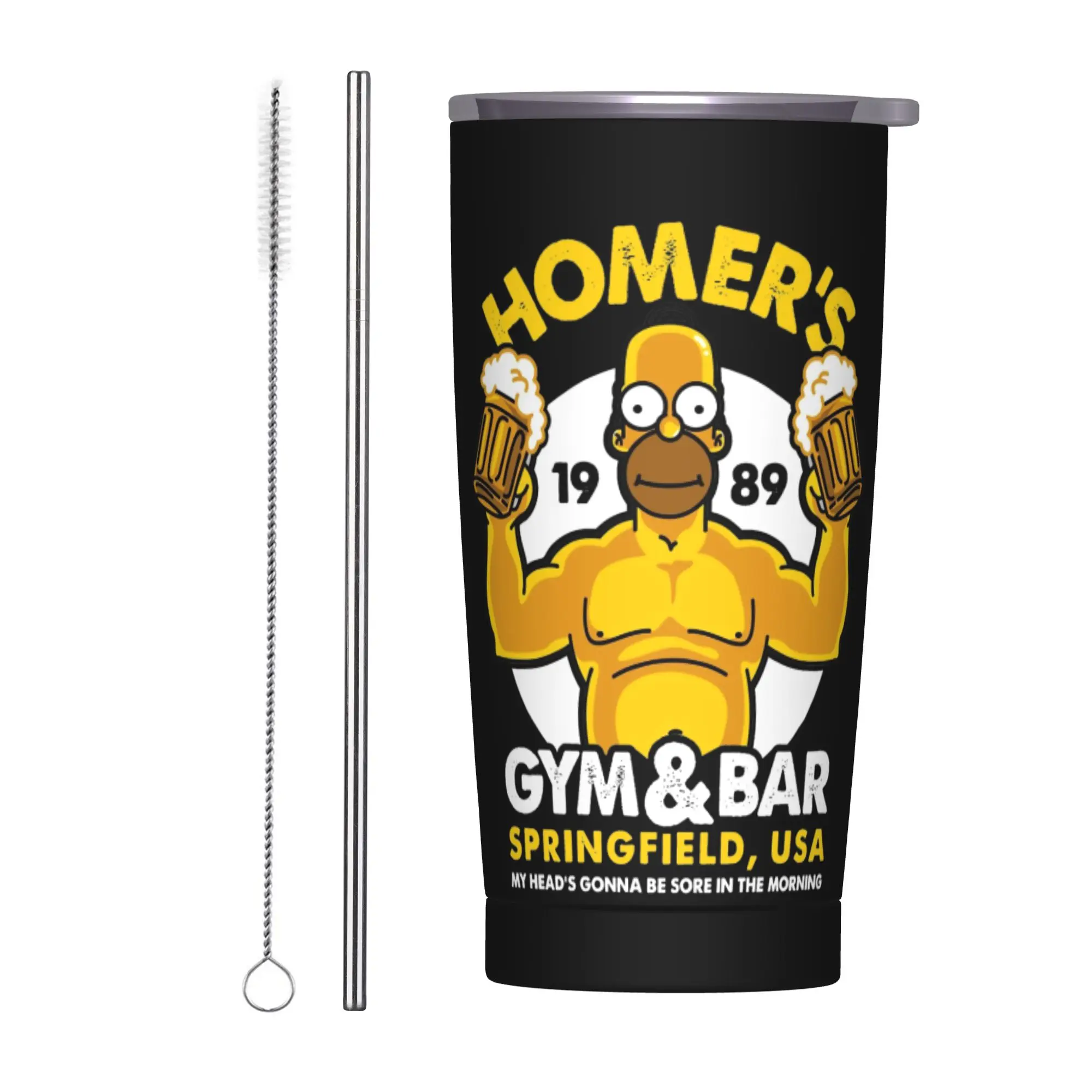 Stainless Steel Tumbler with The Simpsons Cartoon Design - Versatile Hot & Cold Beverage Cup
