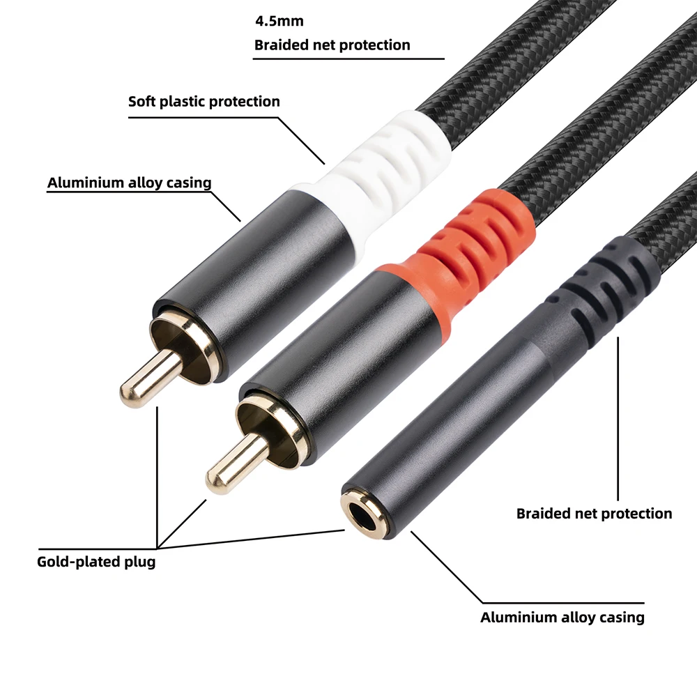 ORZERHOME 3.5mm- RCA  ̺ , 3.5mm-2RCA ׷  Y-ø ڵ, -  Ŀ ̺