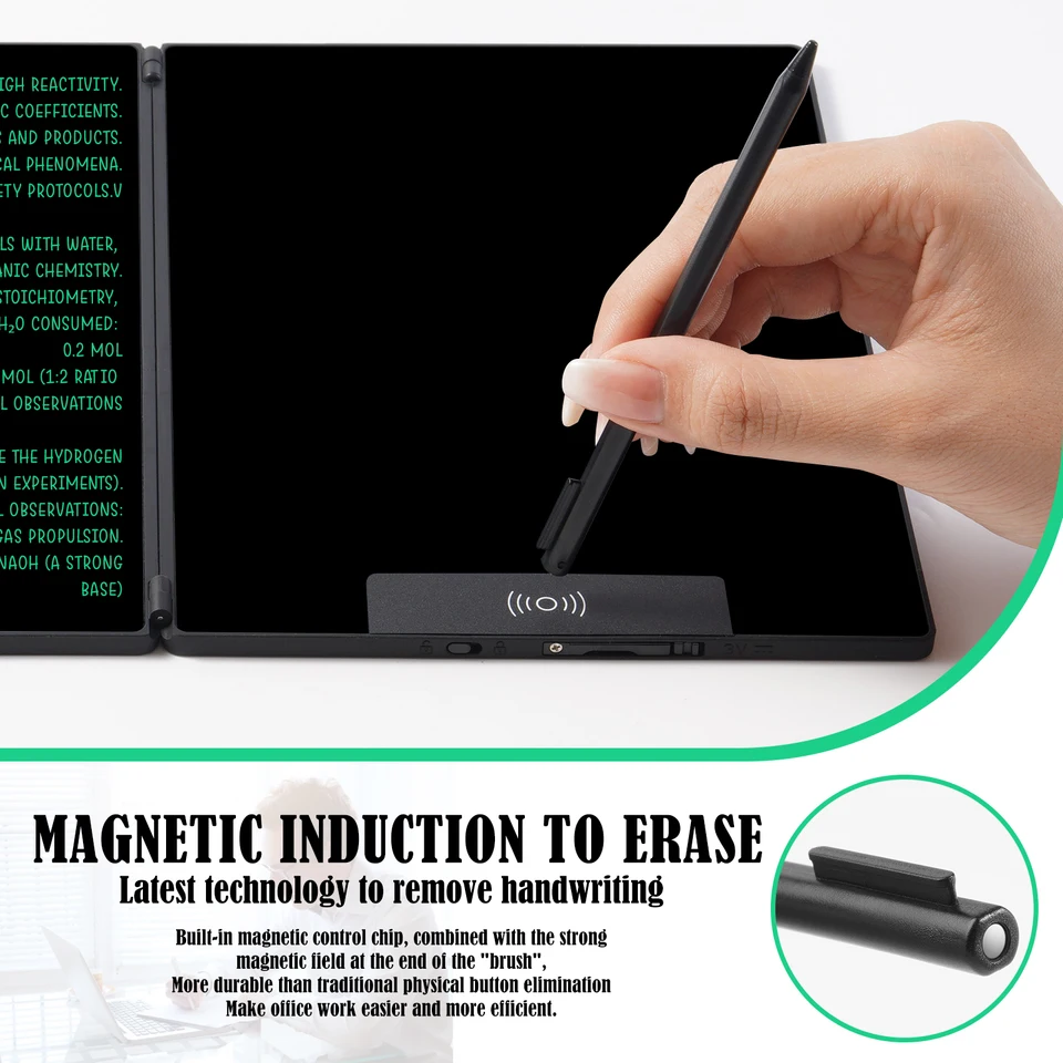 Opvouwbaar LCD-schrijftablet van 14,3 inch met gesplitst scherm, uitwisbaar elektronisch tekenbord en notitieboek._voghion.com