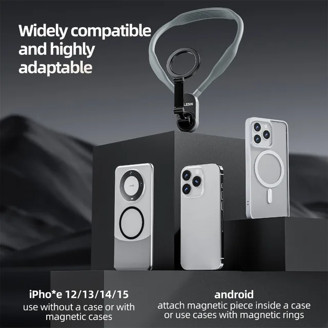 TELESIN MNM-001 SE ADAPTA A Teléfonos Móviles Soporte Magnético para Cuello Integrado para Tomas a Primera Vista Absorción de Impactos - Image 5