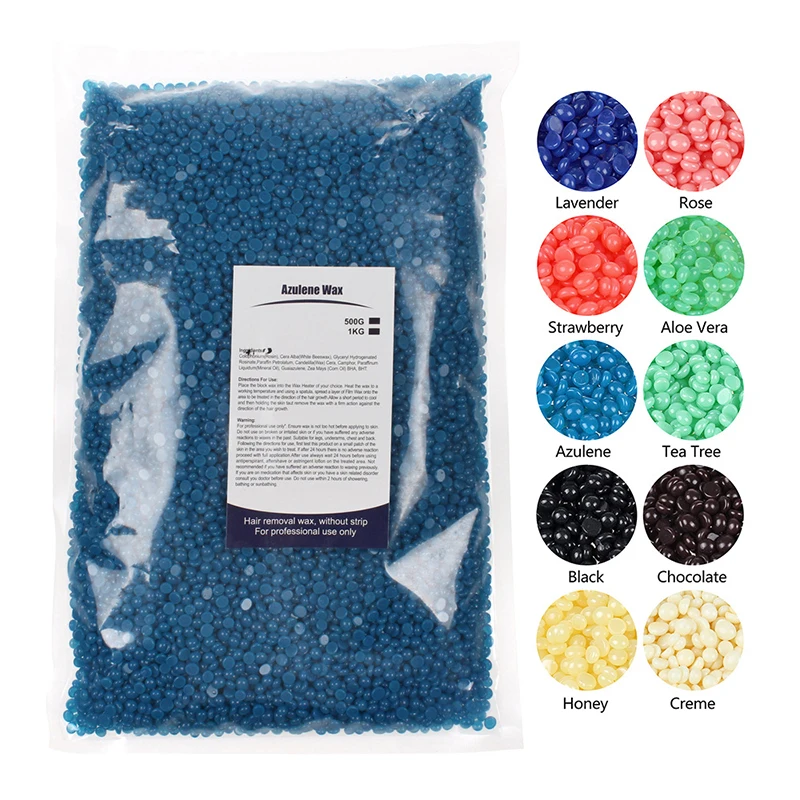 

1000g/bag Hard Wax Beans No Strip Depilatory Hot Film Hard Wax Pellet Waxing Bikini Face Hair Removal Bean For Women Men