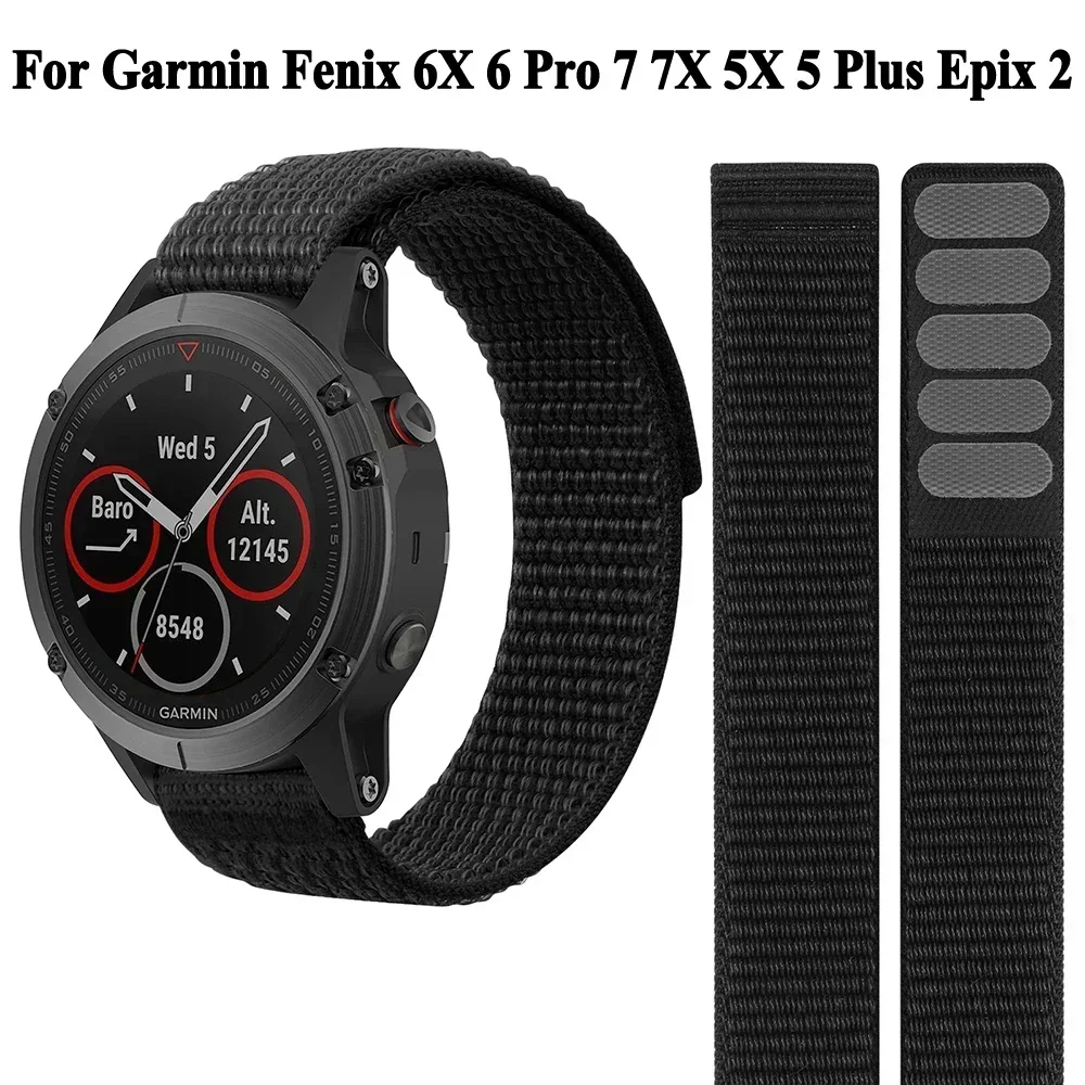 Premium Nylon Hook & Loop Strap Watchband - Durable & Adjustable 26mm/22mm Bracelet