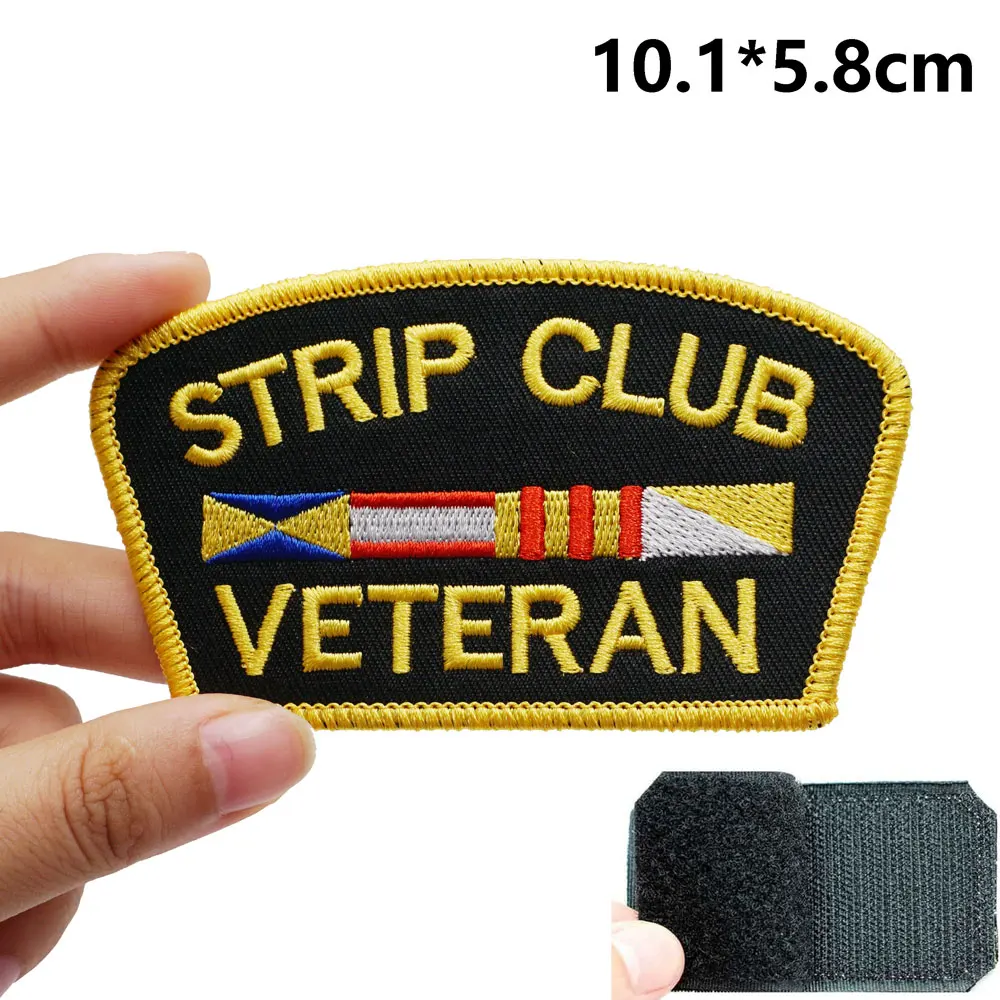 스트립 클럽 베테란 자수 패치, 아플리케 바느질 라벨, 펑크 바이커 밴드, 락 의류 배지, 후크 백킹 또는  바느질-Freehip.co.kr