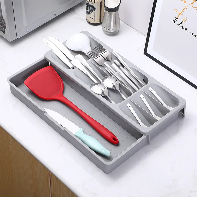 Organisateur De Couverts Ajustable Lifewit Pour Tiroir De Cuisine - Extensible 22.7-37.4cm - Noir - 7 Compartiments