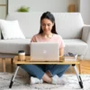 Foldable Lap Desk, 23.6 Inch Portable Wood Laptop Desk for Bed Sofa Reading Writing Eating Watching, Walnut 4