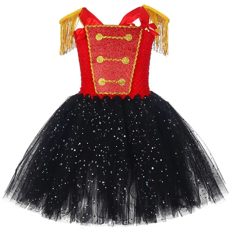 thumbnail image 1 of Disfraz de maestro de ceremonias de circo con purpurina para niños, vestidos de fiesta para carnaval, festival, soldado cascanueces, vestido de tutú para cosplay, ropa elegante para niñas, 1 of 5