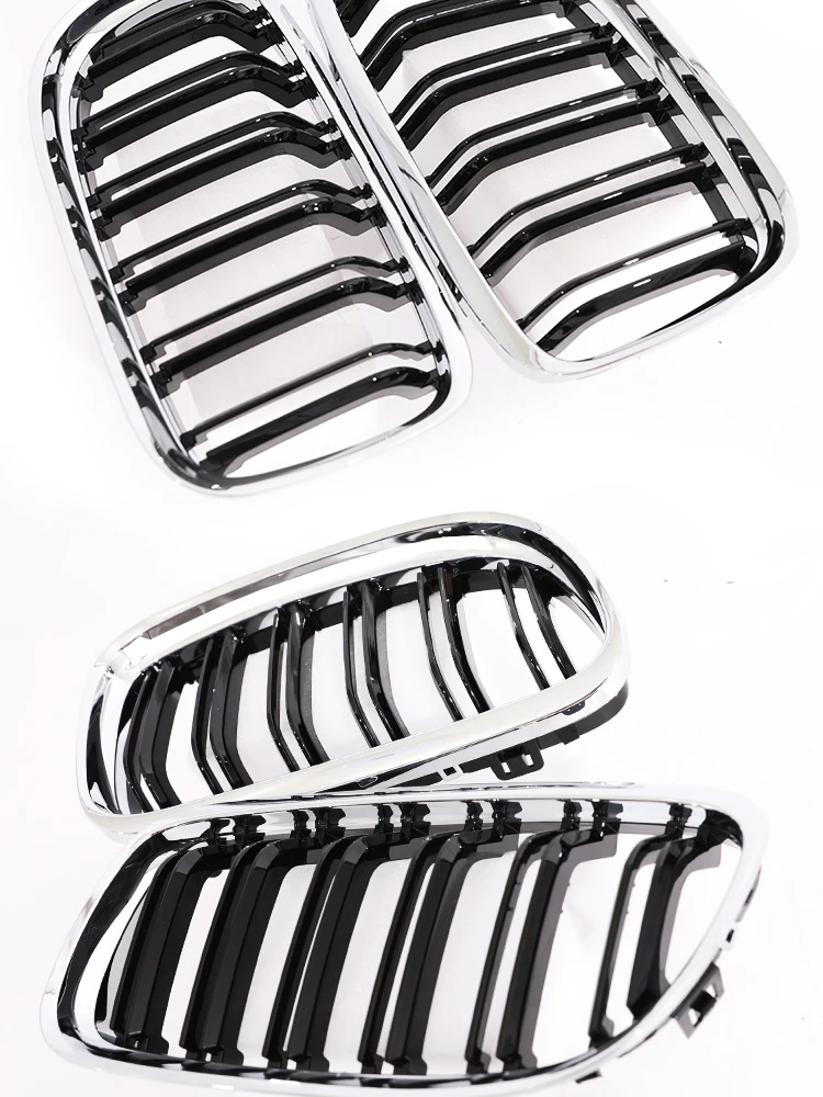 Carbon Fiber Print Grille Kidney Grill For BMW 3 Series E90 E91 LCI 2009-2012 LCI Gloss Black M Color Chrome Silver Double Slat