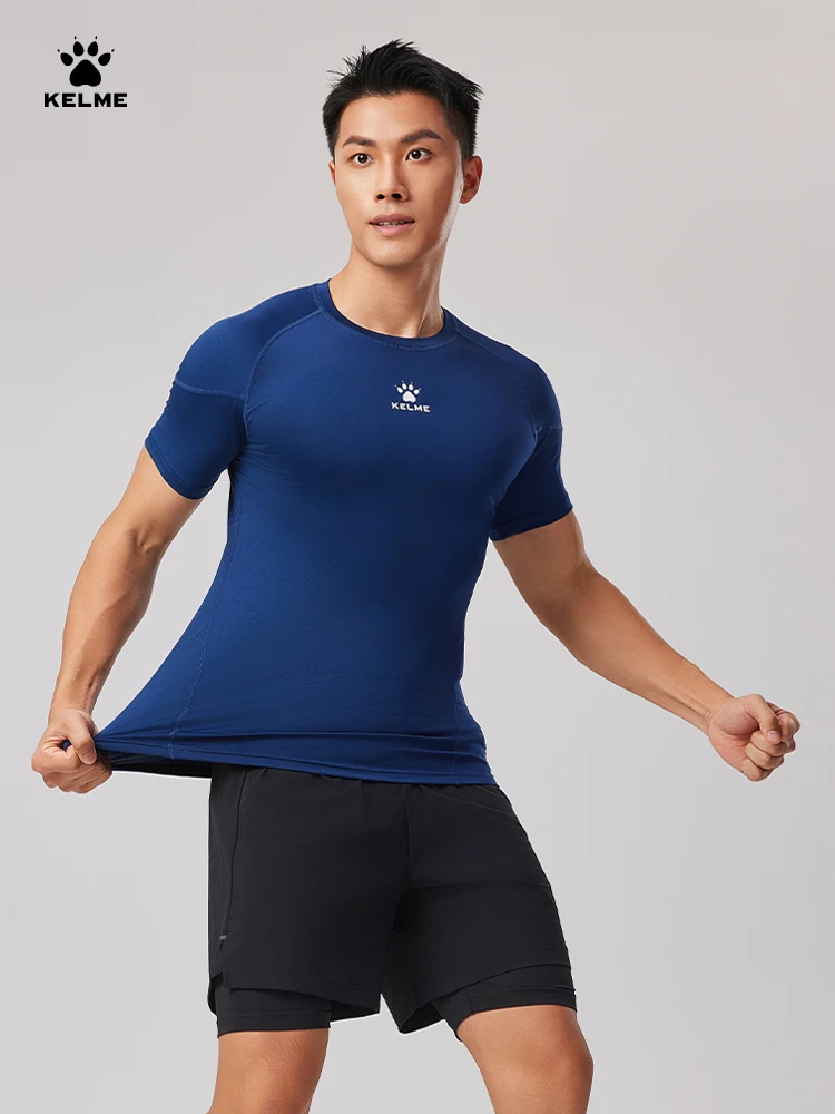 Kelme Fitness T-shirt da uomo ad alta elasticità traspirante vestiti attillati girocollo basket corsa allenamento maniche corte - immagine 2