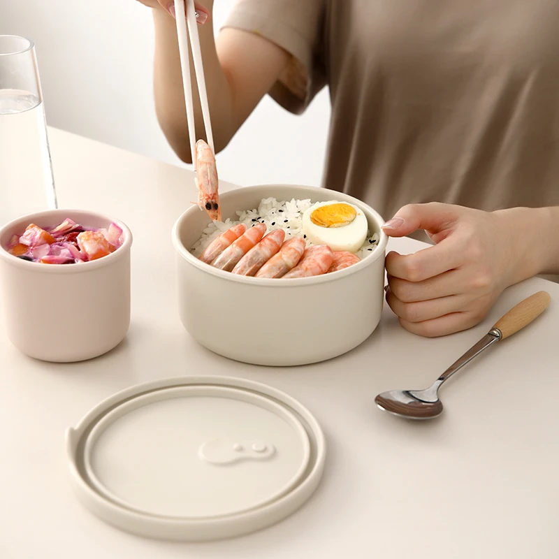 Silicone Lunch Box 700ML 250ML Round Refrigerator Fresh-keeping Box Microwave Dishwasher Safe Food Storage Container with Lid