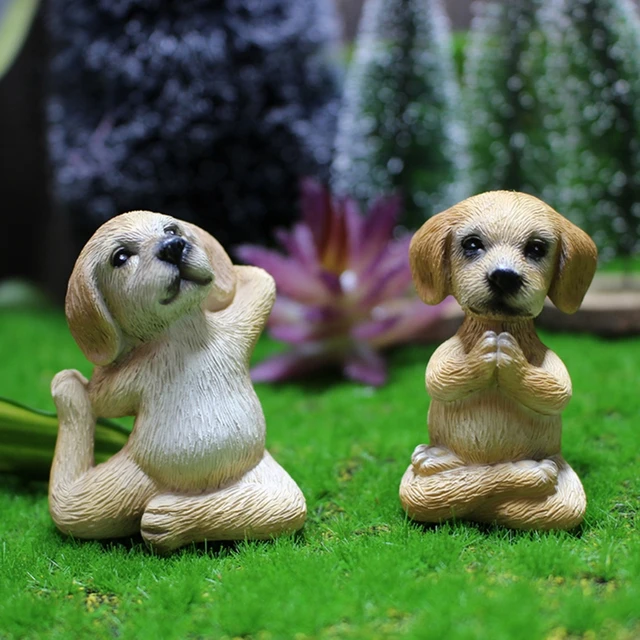 5Db Jóga Kutya Szobor Buddha Meditációs Miniatűr Otthoni Kerti Dekorációs Növények Virágcseppű Ablakot Erkélyek Díszek - Image 5