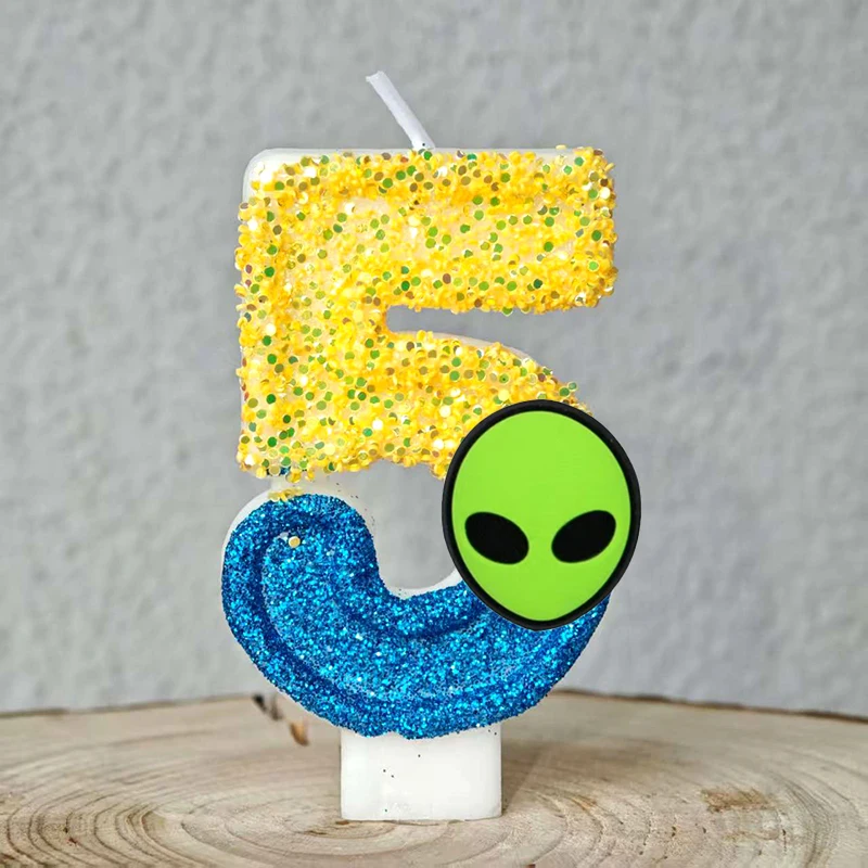 Lustige Alien-Themen-Kerzen 0-9 Zahlen Kindergeburtstag Tortenkerzen Dekoration für Babyparty-Dekor – Detail 26