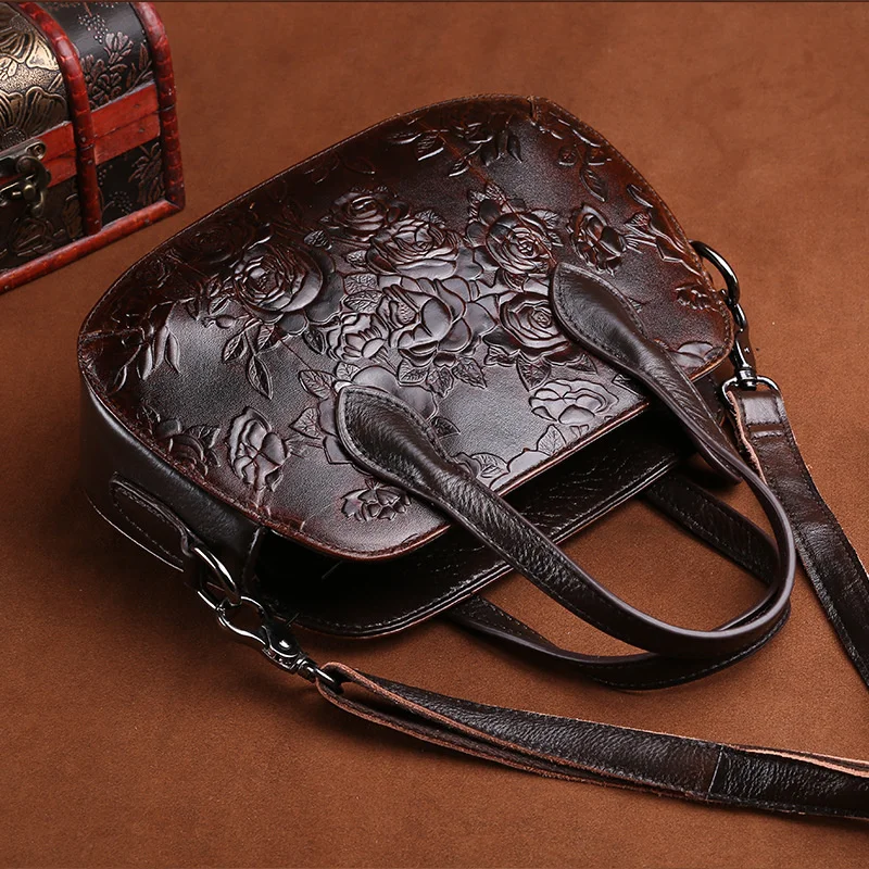 Genuine Embossed Leather Tote Handbag Retro Shell Cross Body Messenger Shoulder Women Bag crossbody bag,women handbags,leather shoulder bag,pu crossbody bag,straw crossbody bag