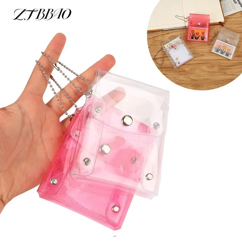 

Fashion Glitter Transparent Coin Purse Clear Mini Hasp Change Pouch Keychain PVC Photo Card Wallet For Girls