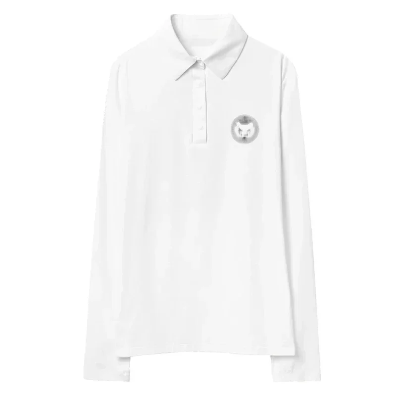 

Костюм для гольфа из Южной Кореи, Женская Осенняя спортивная рубашка для гольфа с длинным рукавом, свитер с круглым вырезом и надписью