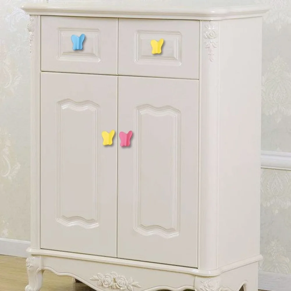 Zinc Alloy Butterfly Door Handles Colorful Wardrobe Pulls Furniture Handles Cupboard Window Cabinets Drawers Knobs Kitchen