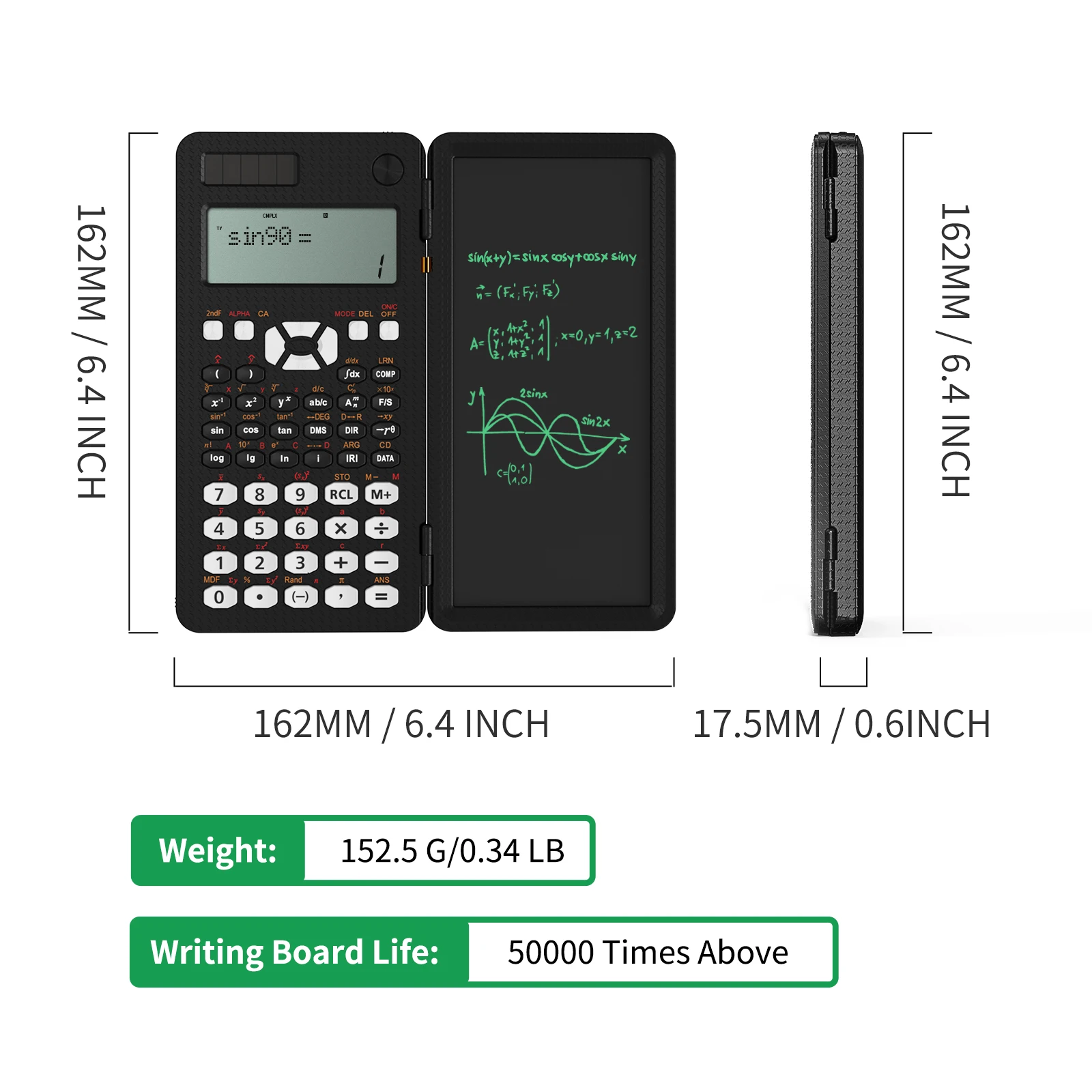 calculadora científica com escrita tablet funções engenharia calculadora financeira para estudantes da escola escritório
