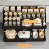 Organisateur de placard extensible robuste, 1 pièce, tiroir coulissant réglable pour cuisine, garde-manger ou salle de bain, support de rangement coulissant peu encombrant avec adhésif 6