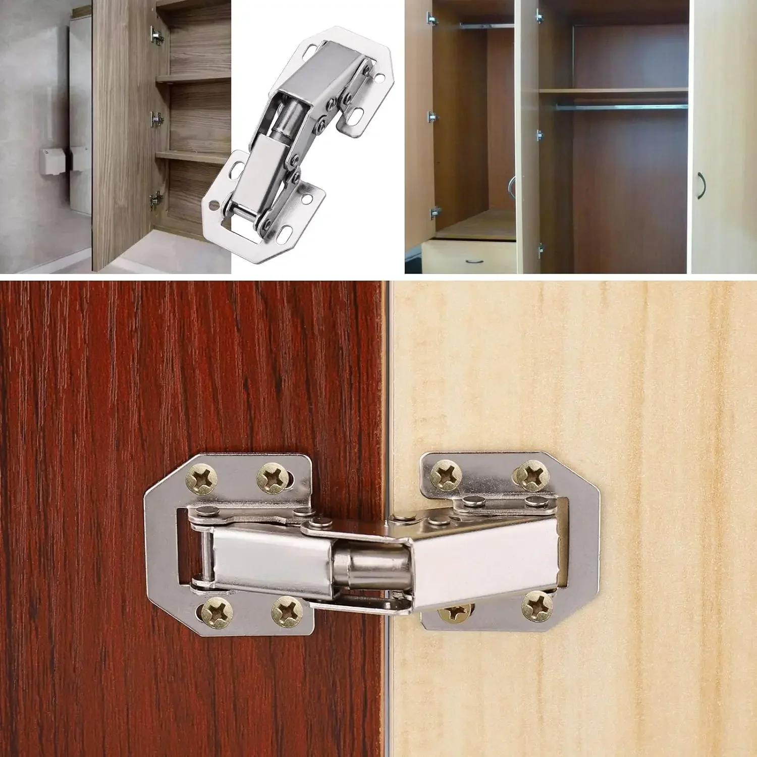 Cabinet Hinges 10/1PCS 90 Degree Steel No-Drilling Hole Hydraulic