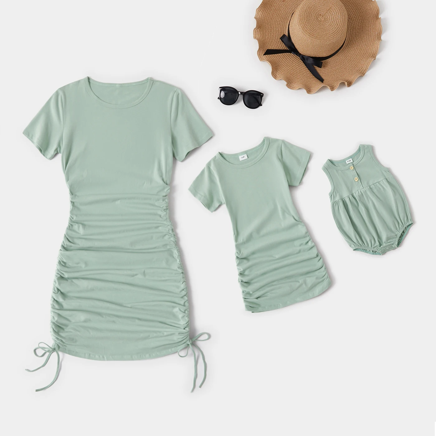 Matching Outfit PatPat Mother Daughter Dresses Family Matching Cotton Short Sleeve Mini Dresses