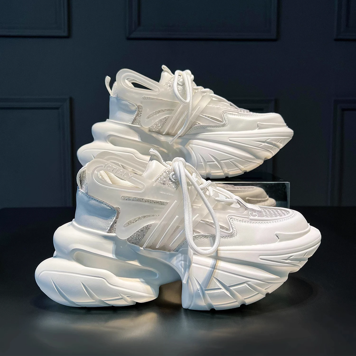 Zapatillas Blancas De Tenis con Plataforma para Mujer, zapatos De cuña para Tenis, novedad