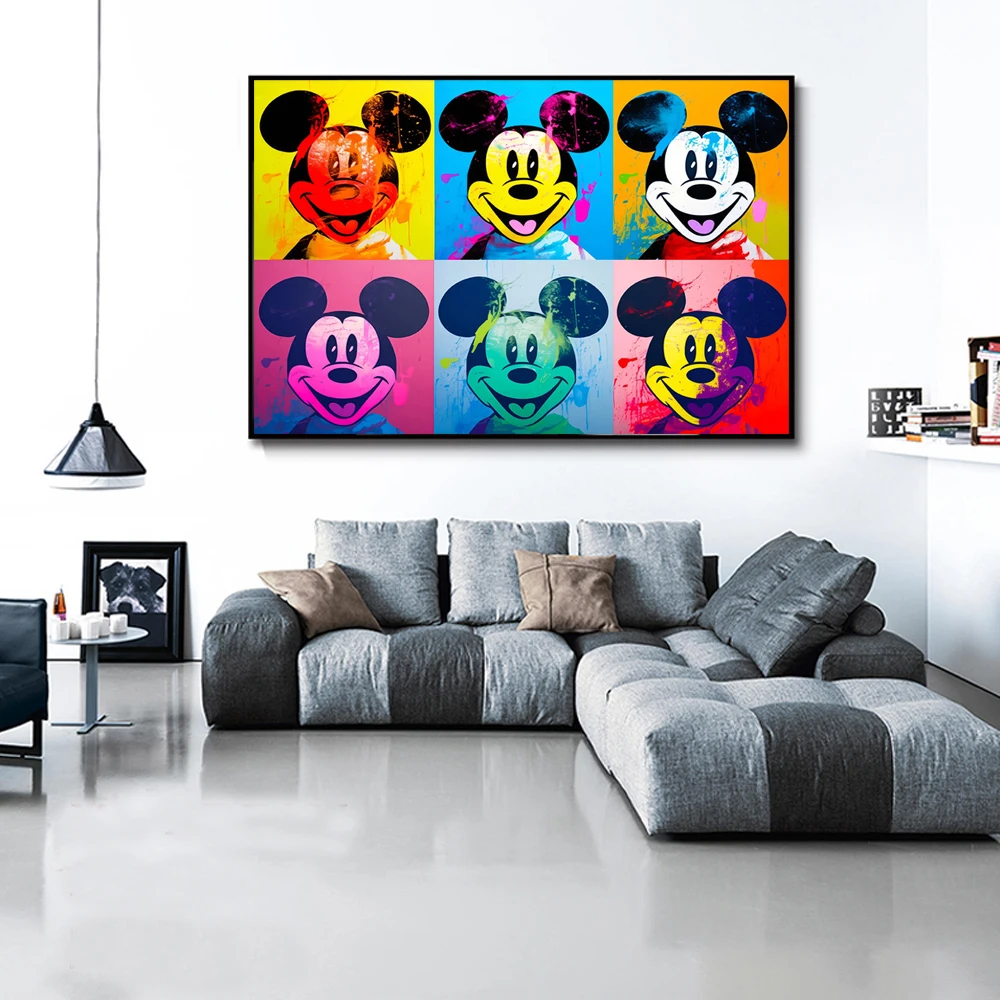 Mickey and Donald Duck Graffiti Canvas Wall Art Posters and Prints Pop Street Art Paintings on the Wall Pictures Decor