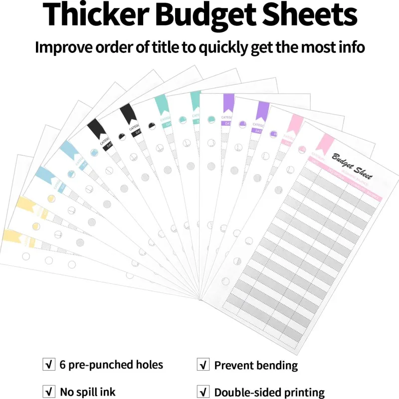 PU-Leder-Budgetordner mit Geldumschlägen, Taschen, Reißverschluss, kleiner französischer Budgetbeutel-Ordner zum Geldsparen, A6-Planer-Organizer – Detail 9