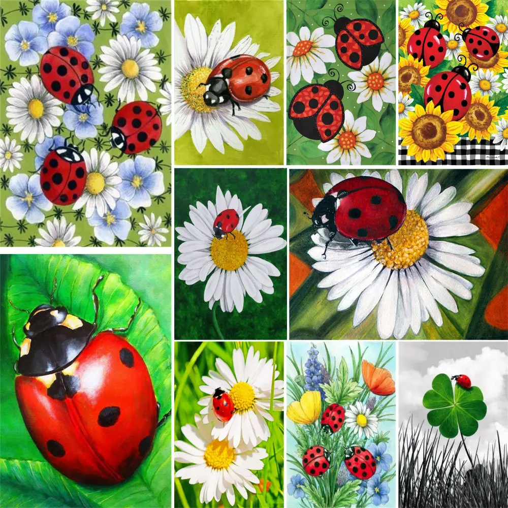 Ladybug White Chrysanthemum Paint By Numbers 1