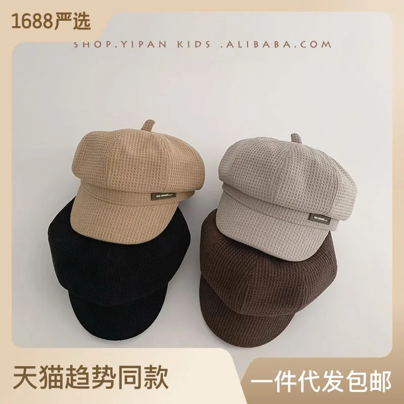 

Детская восьмиугольная шапка Yipan в Корейском стиле для осени и зимы, новинка, в стиле ins, для мальчиков и девочек, берет с уткой, модная шапка с тыквой