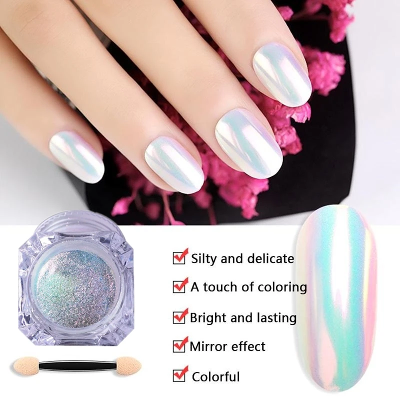 Aurora Nail Powder Mirror Effect Chrome Nail Art Mermaid Rainbow nail powder nail powder set reflective powder