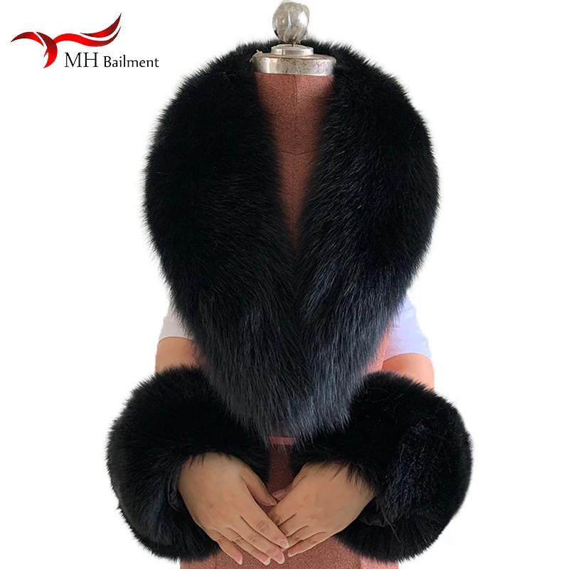 Women Winter 100% Natural Fox Fur Scarf Jacket Fur Collar Neck Scarves and Cuff Set silk scarf knitted scarf printed scarf knitted scarves cashmere scarf tactical scarf neck gaiter scarf neck warmer scarf gradient scarf plain hijab scarf