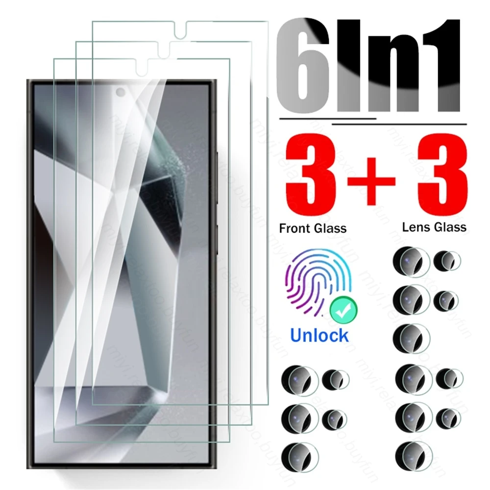 Per Samsung Galaxy S24 Ultra 5G Glass 6 In 1 Camera Glass Sansung Sumsung S24Ultra S 24 Plus S24 + Pellicola Proteggi Schermo Temperata