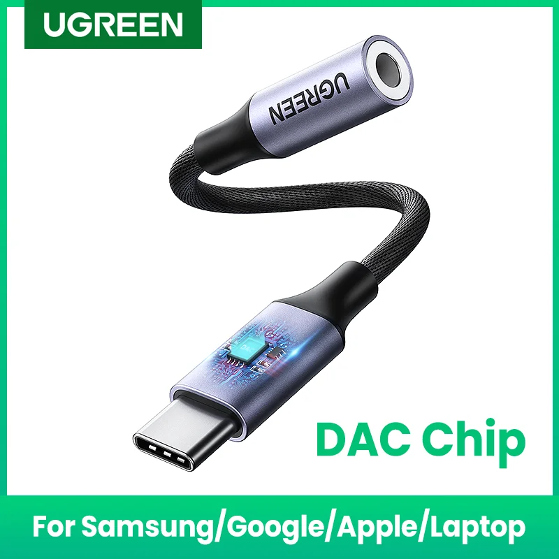  UGREEN DAC Chip USB C to 3.5mm Headphone Adapter Type C to 3.5 AUX Audio Cable for Xiaomi Samsung Galaxy iPad Pro  Google Pixel 