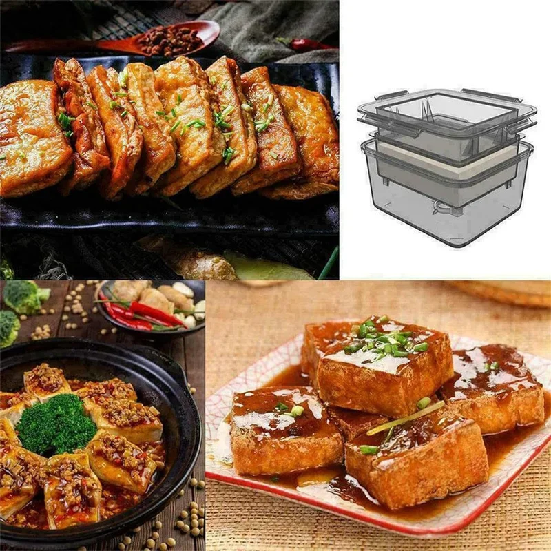 Tofu Press Presser Safe Mould Built-in Water Removal Drainer Gadget 3-Layer Tofu Press Making Mold tofu mold