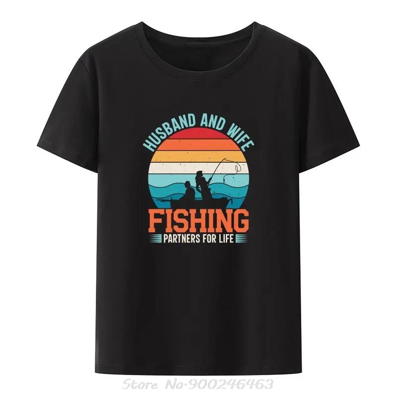 Lustige Mann Und Frau Angeln Partner Für Leben Drucken T-shirt Männer Sommer Hipster Streetwear Oansatz T-shirt Übergroßen T Shirt