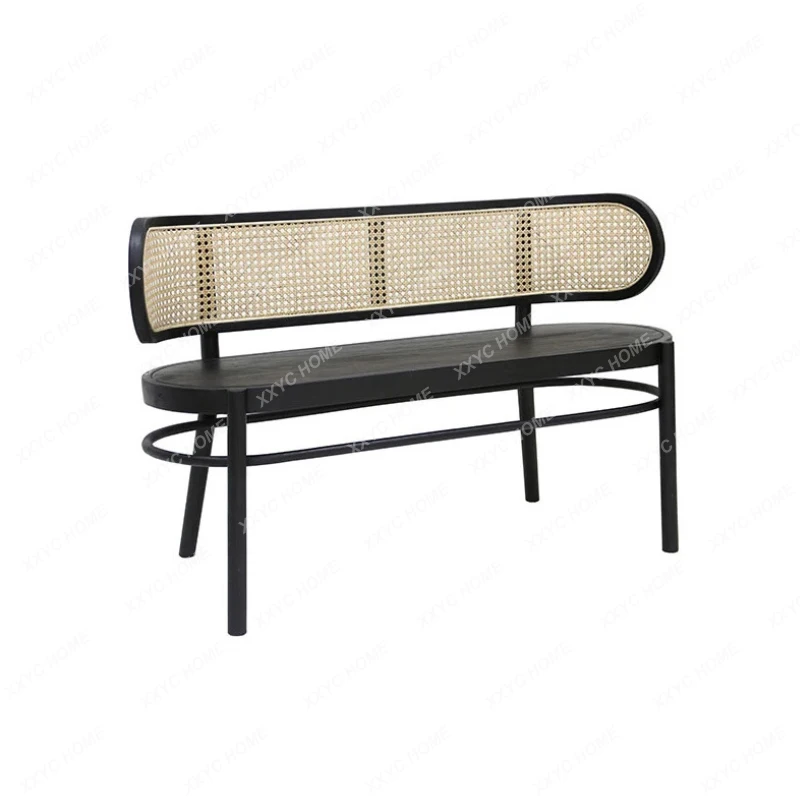 

Rattan Couch Chinese Style Solid Wood Bench Double Retro Real Rattan Chair