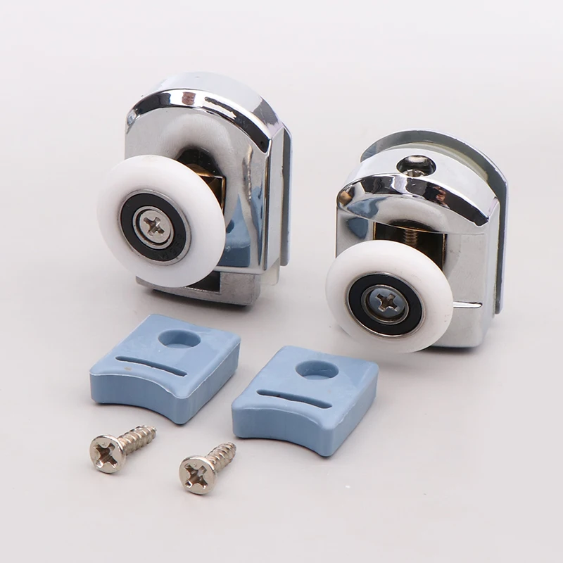 2Pcs 23/25mm Shower Door Top Rollers Zinc Alloy Double-Wheel Sliding Shower Door Roller Bearing Wheel Runners Replacement