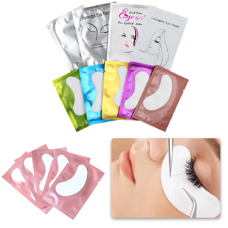 25/50 Pairs Eye Patches Under Eyelash Pads for Building Hydrogel Paper Patches Pink Lint Free Stickers for False Eyelashes