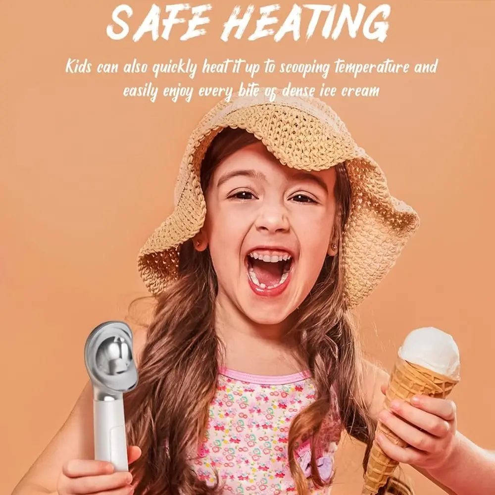 Rechargeable Heated Scoop Adjust Temperature LED Display Self Warming Spoon Waterproof Rapid Heating Electric Preheat Scooper